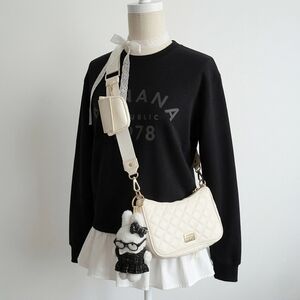 Steeve Madden Off White/cream Adjustable Crossbody Bag With Coin Pouch